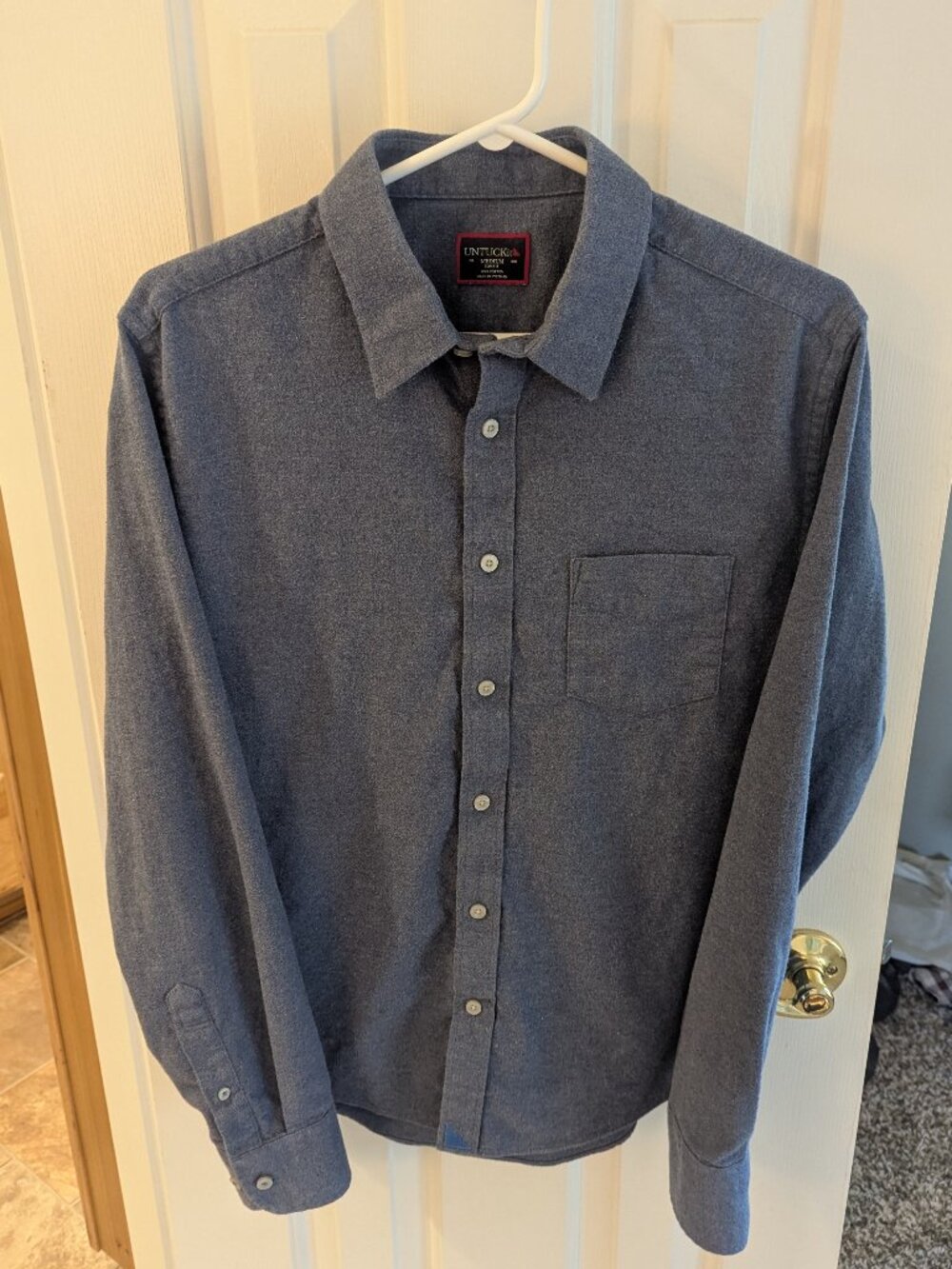 Untuckit Mens Slim Blue Long Sleeve Button Up Shirt Flannel